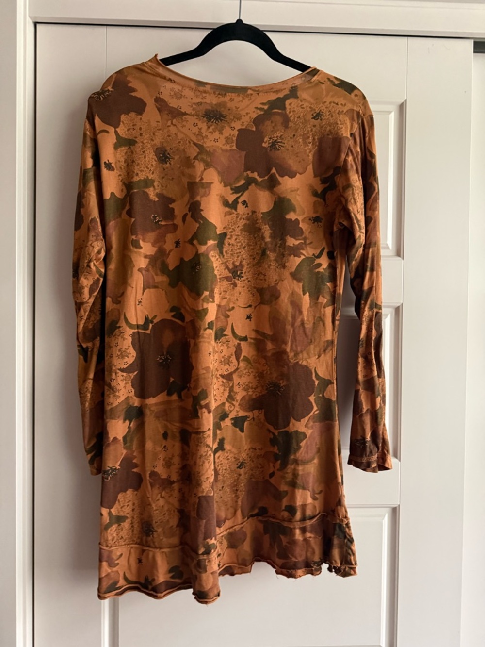 Long Sleeve Floral Tunic in Warm Brown Tones